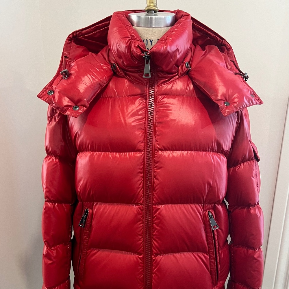 Authentic (worn once) Moncler red shiny puffer jacket